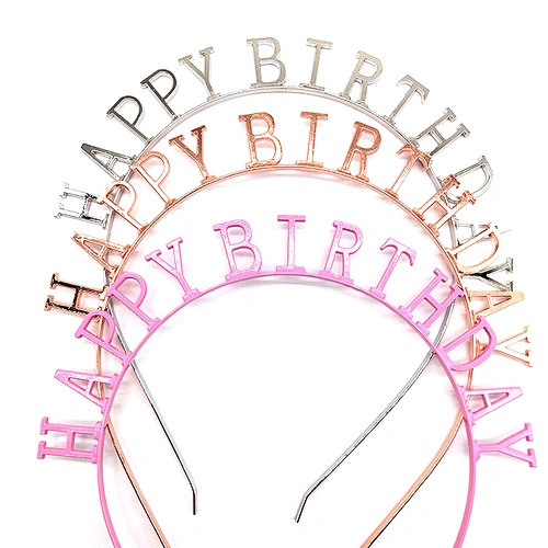 Wholesale High Quality Metal Happy Birthday Headband For Party Decoration,Thin Metal Headbands,Fashion Rhinestone Headband
