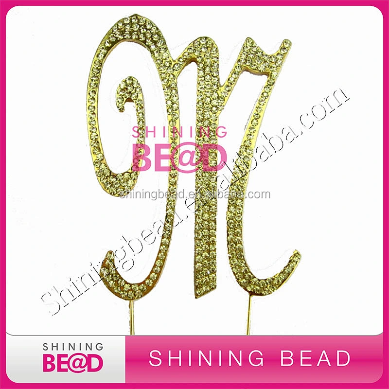 golden wedding rhinestone cake topper for anniversary party