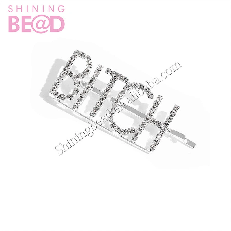 Shiny Hairpins Crystal  Rhinestones Word Letters Hair Clips Women Hairgrip Diamond Hair Accessories Clips Clamp