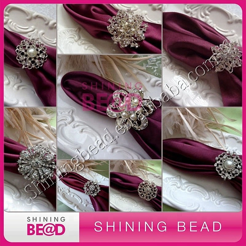 Fashion elegant pearl rhinestone napkin ring for wedding