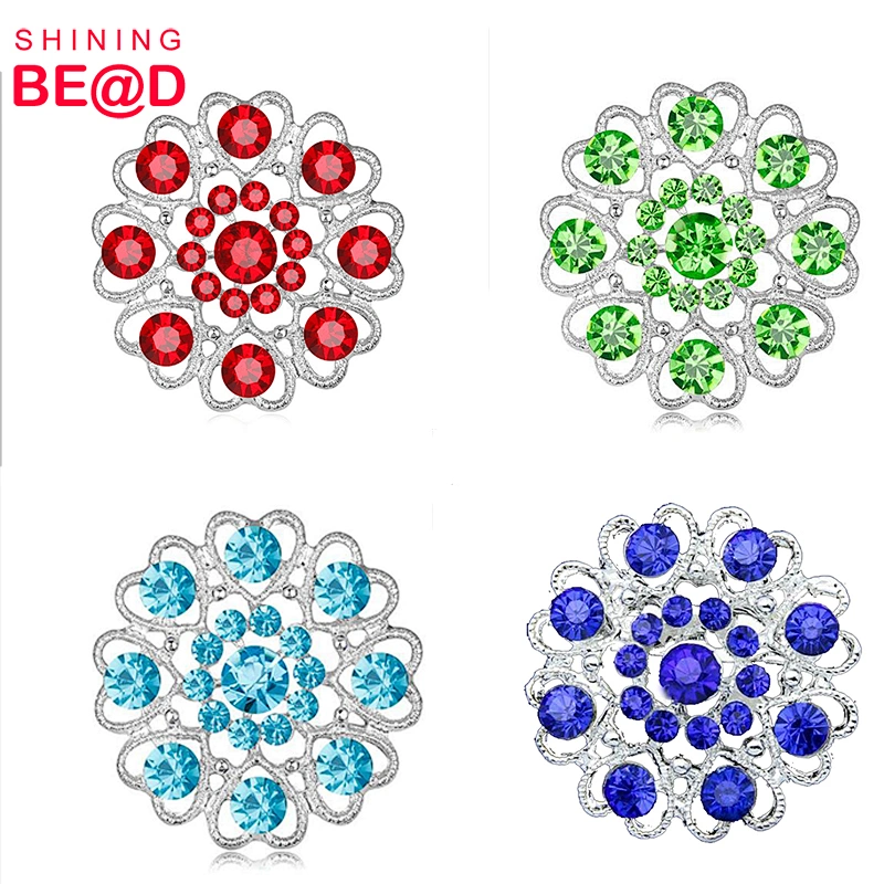 Rhinestone crystal flower rhinestone brooches pin for women dresses