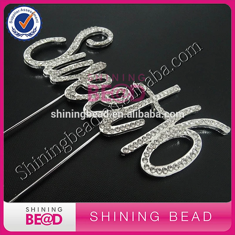Hot sale birthday party teenager sweet number 16 sixteen rhinestone cake topper