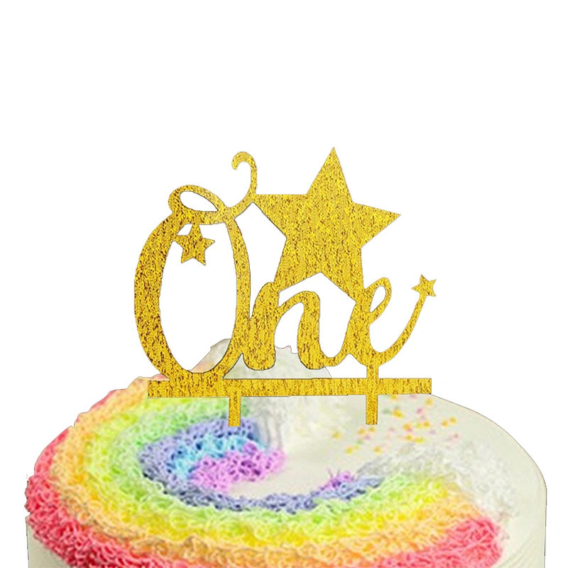 Wholesale Birthday Cake Decoration One With Star Acrylic Cake Topper,Happy Birthday Cake Decoration,Plastic Cake Decoration