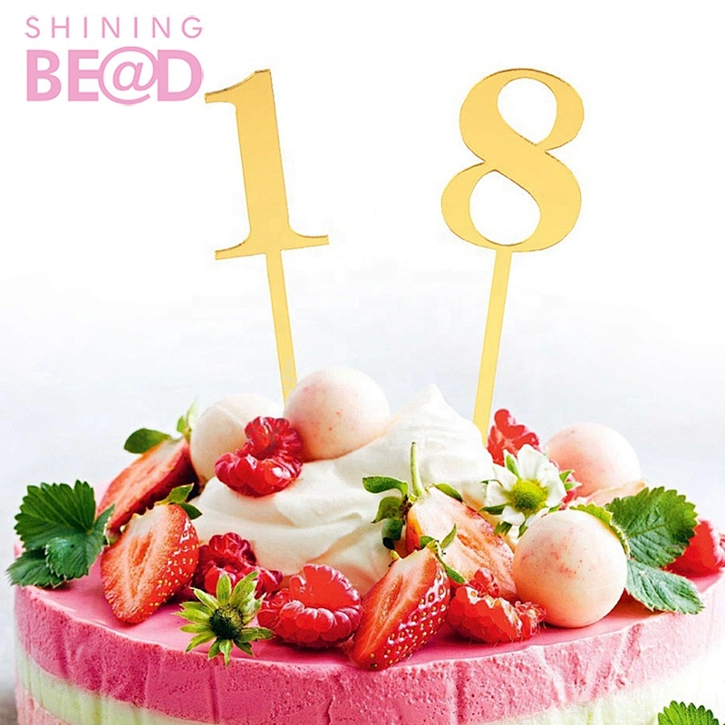 New Arrival Number 0-9 Cake Topper Gold Party Digit Glitter Cupcake Pick Children Baby 16st Birthday Decoration
