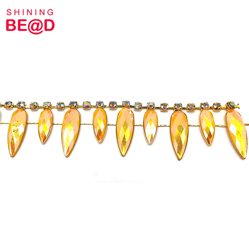 Carnival Costume Applique Sewing Accessories AB Resin Rhinestone Chain Accessories For Sale,Rhinestone Bridal Trimmings Chain