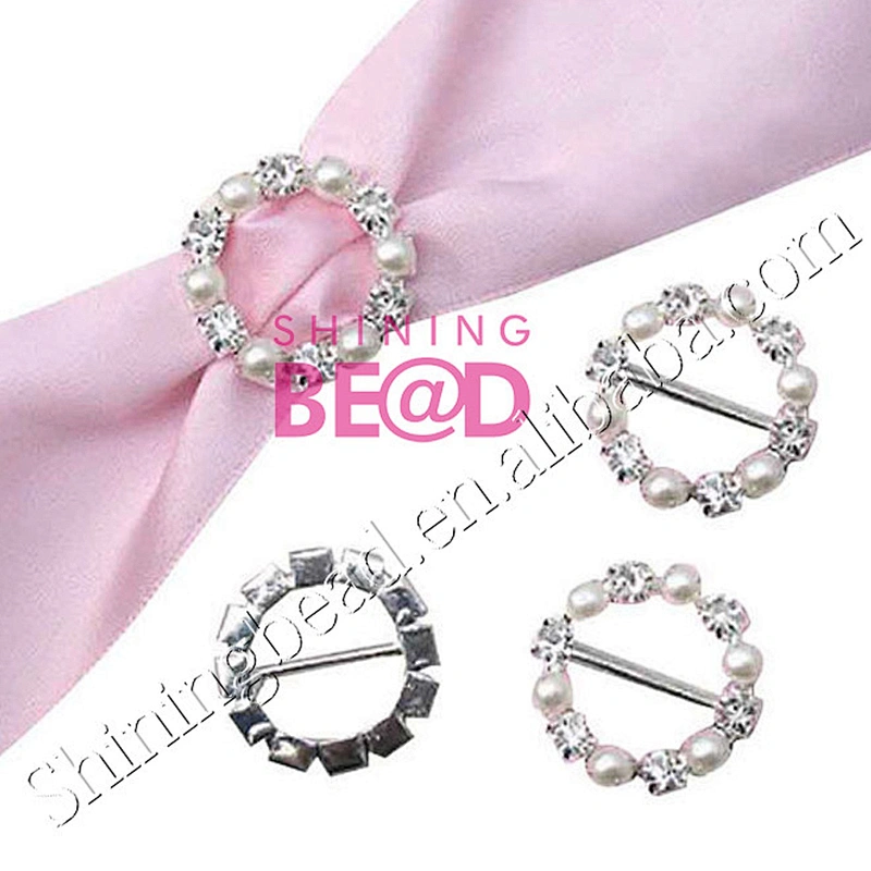 round pearl rhinestone buckles slider for cards