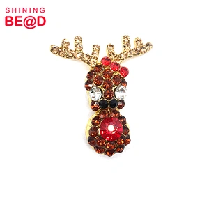 Wholesale High Quality Christmas Deer Head Shape Rhinestone Brooch,Handmade Rhinestone Christmas Brooches,CC Brooch