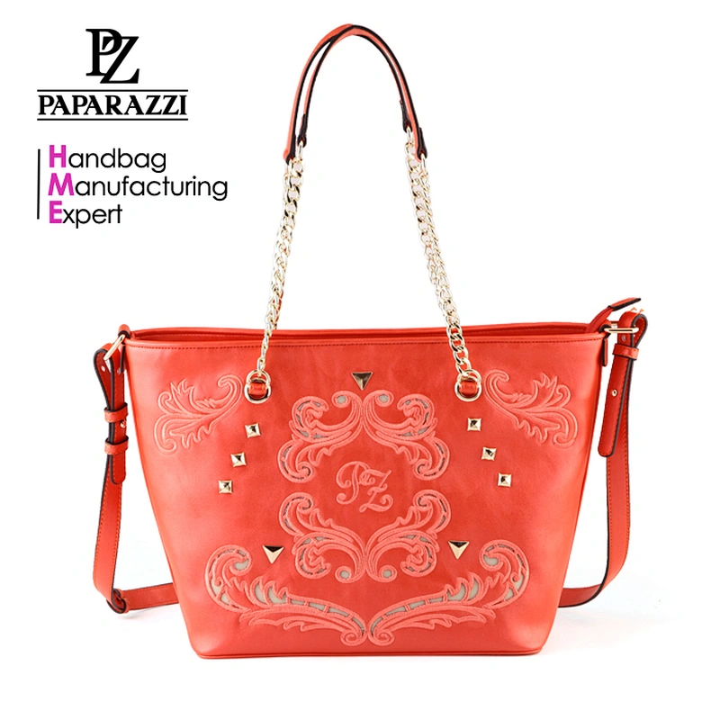5141-New Models Women Embroidery Handbags Brand Customized Chain Handle Tote Bag