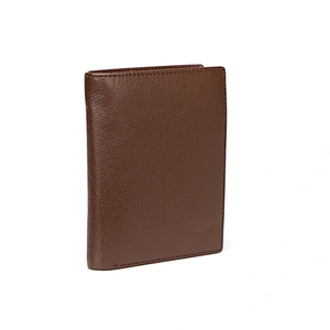 7703-New design free embossed logo real leather three folded men's wallets