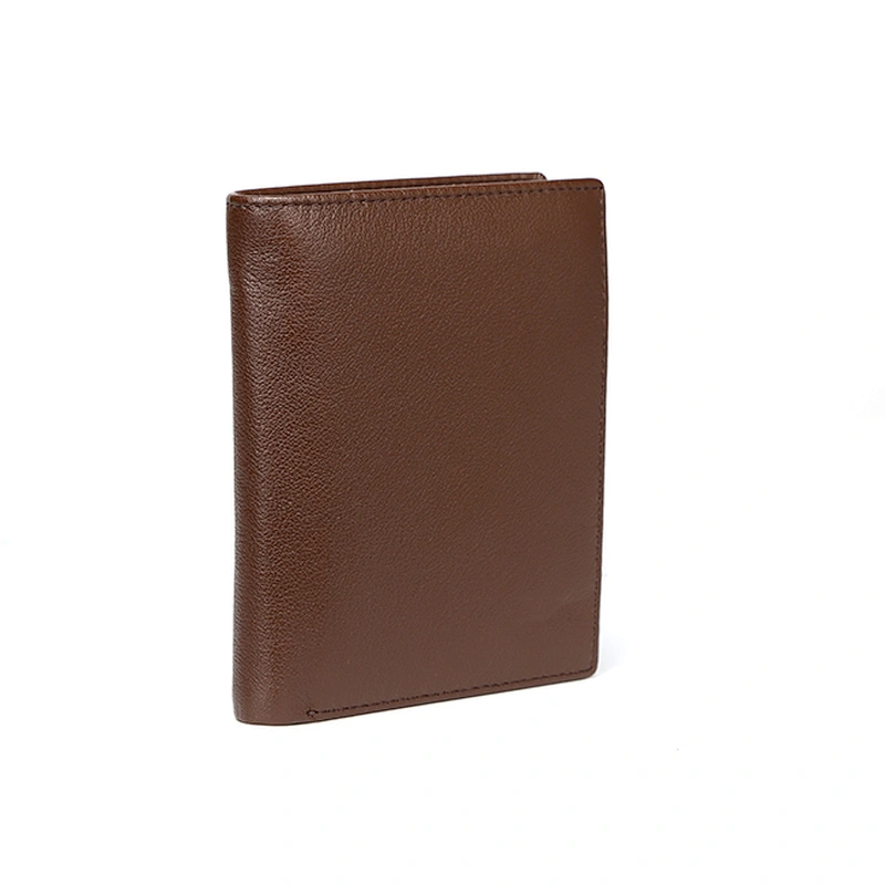 7703-New design free embossed logo real leather three folded men's wallets