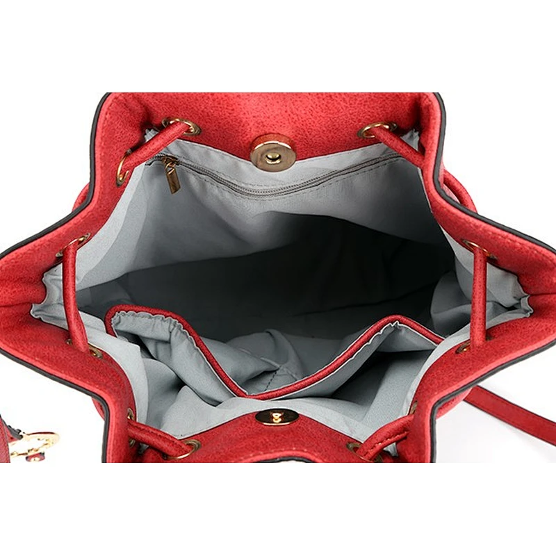 6560 Ladies stripe stitching basket bag drawstring