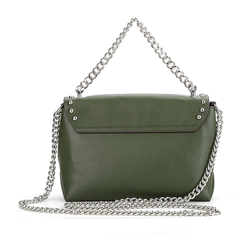 8675-Newest design high fashion metal chain olive color party shoulder bags