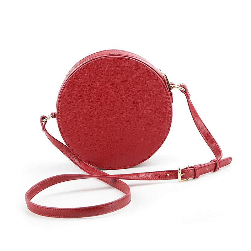 #8974 2019 BSCI Authorized Myanmar manufacturer Free customized red round shaped handbag round crossbody bag