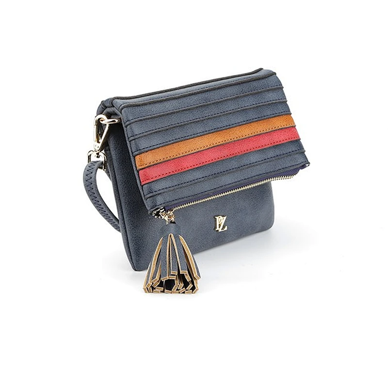 6561 Euro style newest design fashion ladies stripe patch bag tassel handbag shoulder