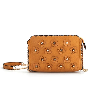 8258-Handbag factories Rough PU metal chain floral bags