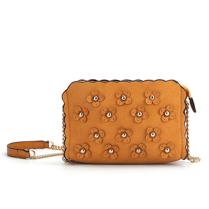 8258-Handbag factories Rough PU metal chain floral bags