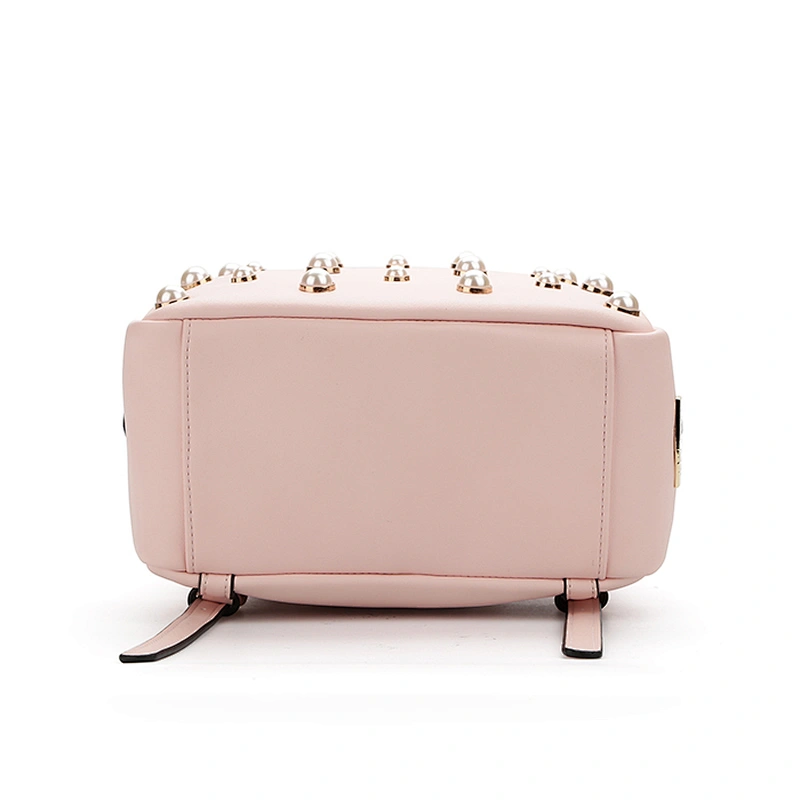 #7455 Myanmar own factory mochilas new arrival fashion design custom pearls decorative backpack bag PU leather women backpack