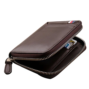 8275-Wholesale original design men's leather short zipper wallets genuine leather multi-card small wallet for man
