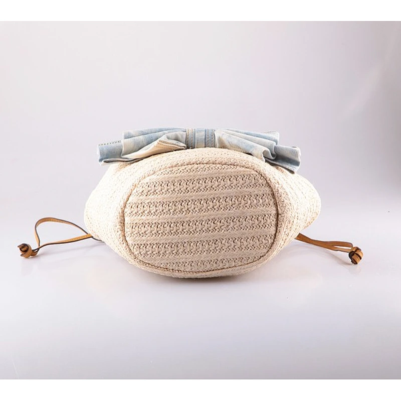 2488 Bull Denim Woven straw cities basket Hand bags