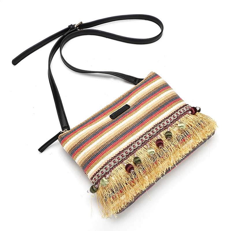 7892 2018 New arrival Latest design Bohemian style braided straw ladies crossbody Ethnic Bag