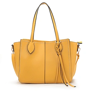 #8833 Wholesale metal beading woven tassel decorative fancy color yellow women fashion shopping bag