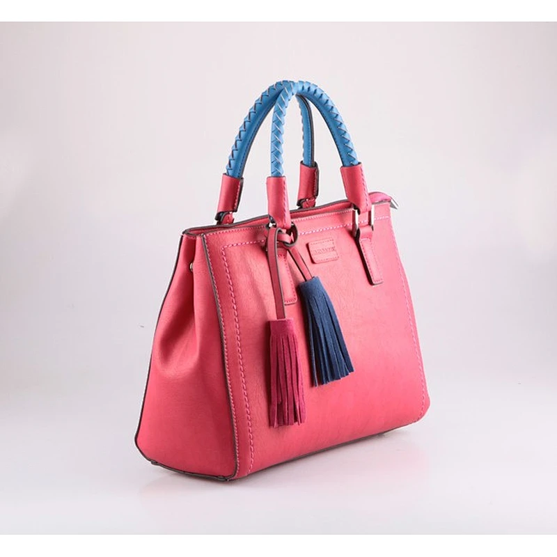 4119-Wholesale 2018 urban burgundy fancy design fuchsia color ladies satchel handbag