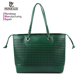 3471 2018 Guangzhou manufacturer Logo customized ladies PU leather handbags with fashionable laser cut pattern