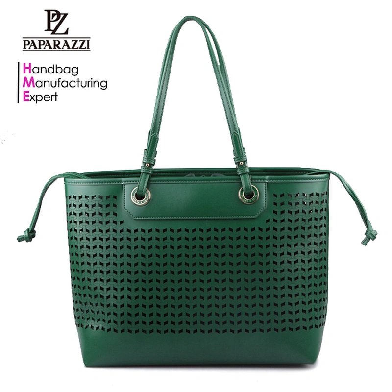 3471 2018 Guangzhou manufacturer Logo customized ladies PU leather handbags with fashionable laser cut pattern