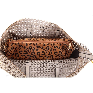 3722-1 Newest Fashion Lady Tote Bag for 2017 Summer High Quality Leopard Laser Perforated Pouch Tote Bag