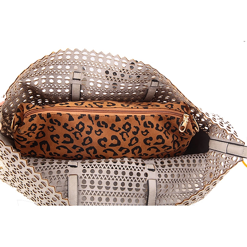 3722-1 Newest Fashion Lady Tote Bag for 2017 Summer High Quality Leopard Laser Perforated Pouch Tote Bag