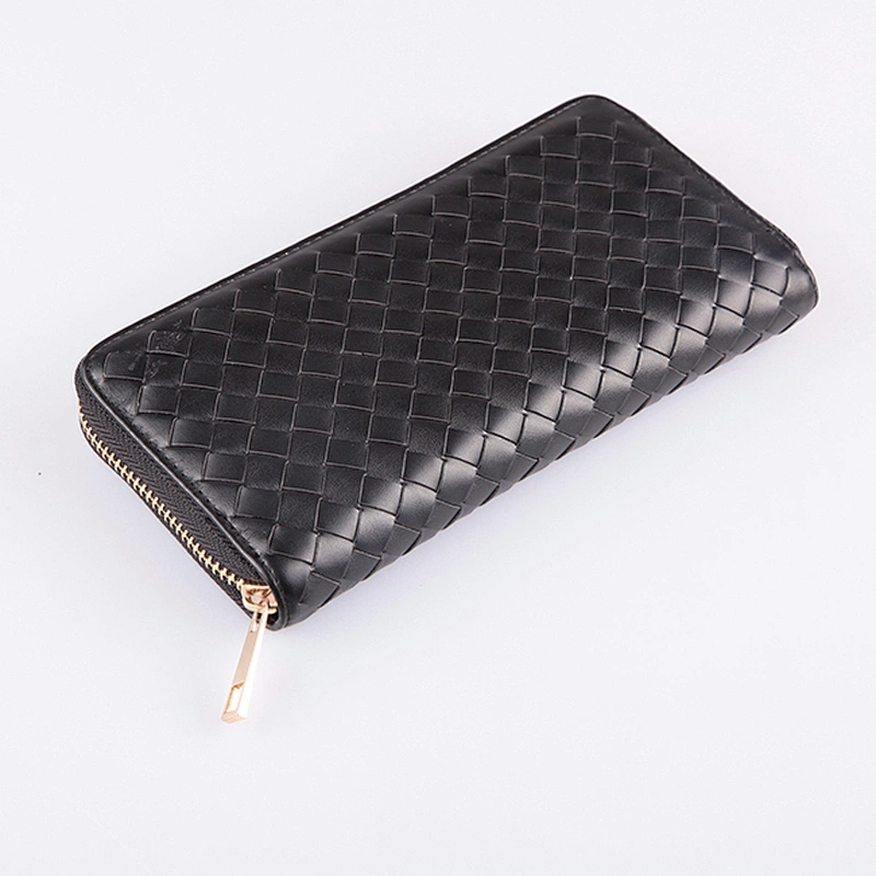 4537 Paparazzi OEM manufacturer fashion custom zipper wallet braided PU lady wallets