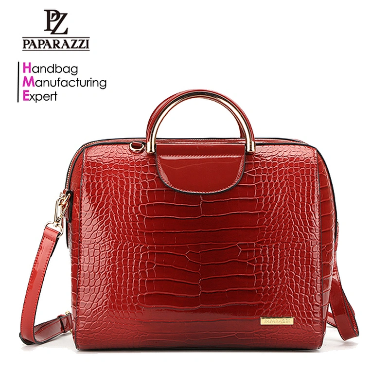 6240-New arrival fashion ladies shiny crocodile PU leather bowling bags