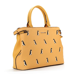 7464-New coming wholesale price penguin printing saffiano PU satchel bags