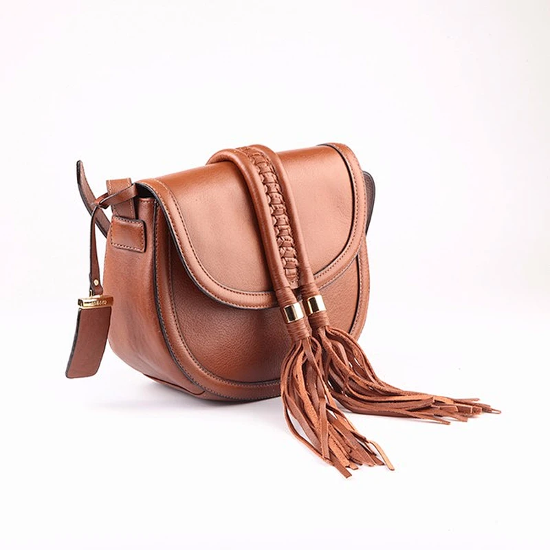 5530 - 2018 Latest wholesale fashion design brand brown ladies leather bag tassel
