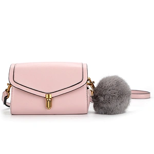 8265# 2019 Paparazzi brand name wholesale latest high fashion designer women shoulder bag PU lady crossbody bag with fur ball