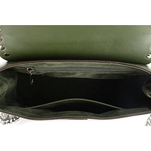 8675-Newest design high fashion metal chain olive color party shoulder bags