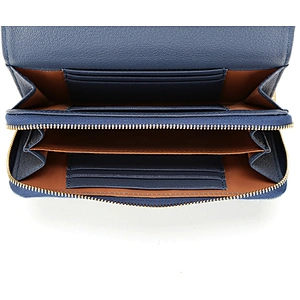 Original 100% genuine leather design wallets NO. 7918 metal lock flap closure fashion contrast color lady leather wallet 2018