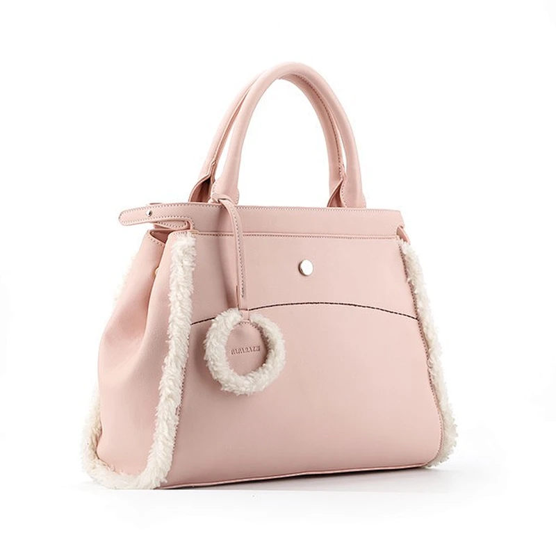 6562-2017 AW newest style fashion PAPARAZZI fur pink satchel bags