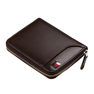 8275-Wholesale original design men's leather short zipper wallets genuine leather multi-card small wallet for man
