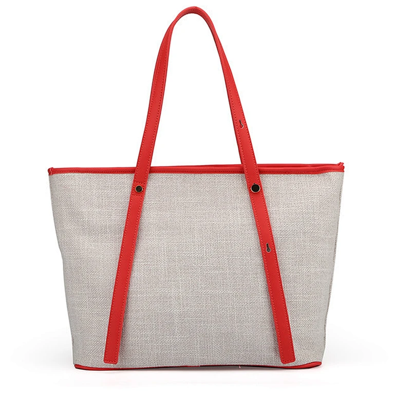 7004 Newest slim designer handbag fashion embroidering Linen shopper bag for ladies
