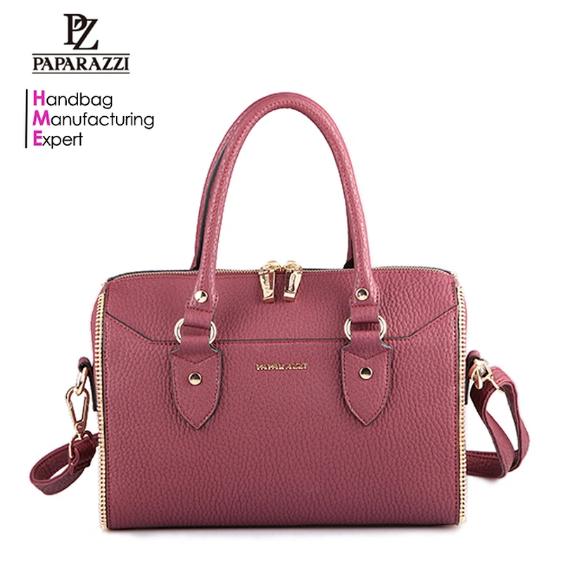 4473-Paparazzi leather newly design fashion ladies zipper decorated bowling handbags