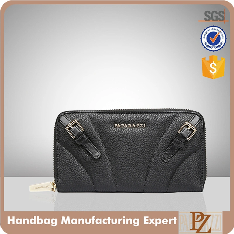 4472-Hot sale zip around grained PU decoration belt women wallets