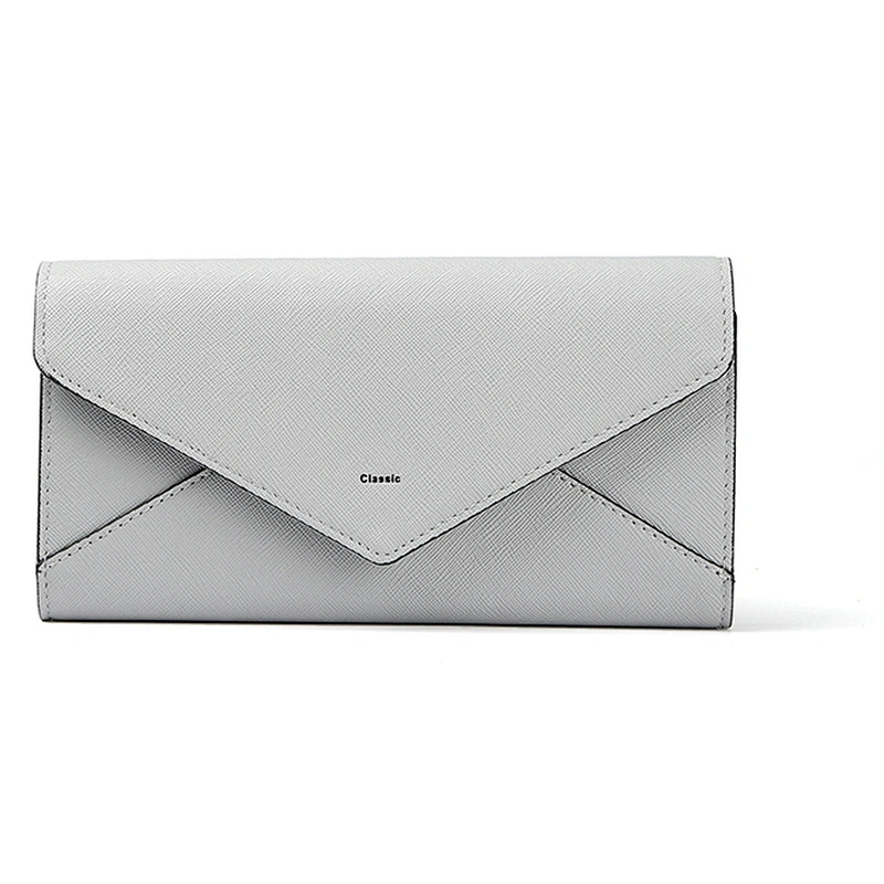 7055-3 folded guangzhou factory grey color saffiano PU leather wallets
