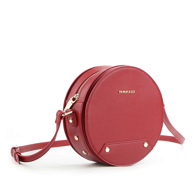 #8974 2019 BSCI Authorized Myanmar manufacturer Free customized red round shaped handbag round crossbody bag