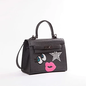 3927-Italian style saffiano jacquard smile face brand handbag
