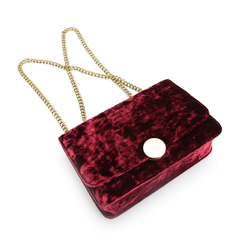 8831 New arrival Guangzhou manufacturer high quality fashion trend wine velvet shoulder bag for 2018
