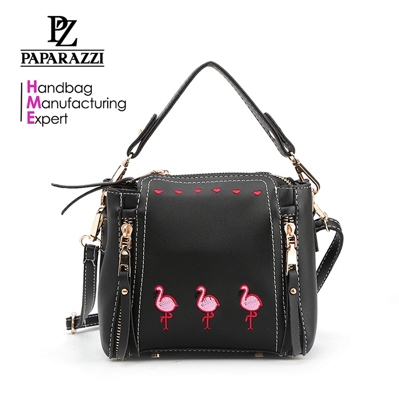 8556 new arrival geese embroidery metal zippers decoration ladies tote handbags sale for Europe