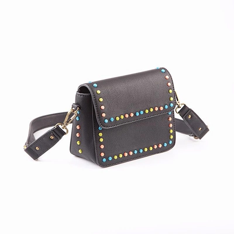 5726 Colorful Studs PU Leather Handbags Manufacture Fashion Messenger Bags At Wholesale Price
