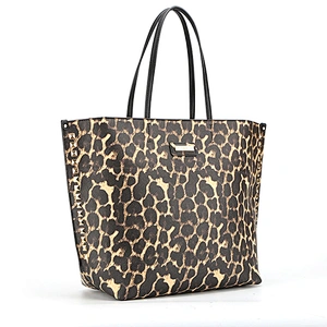 4426-Hot sale lady fashion leopard printing double side PU shopper bags