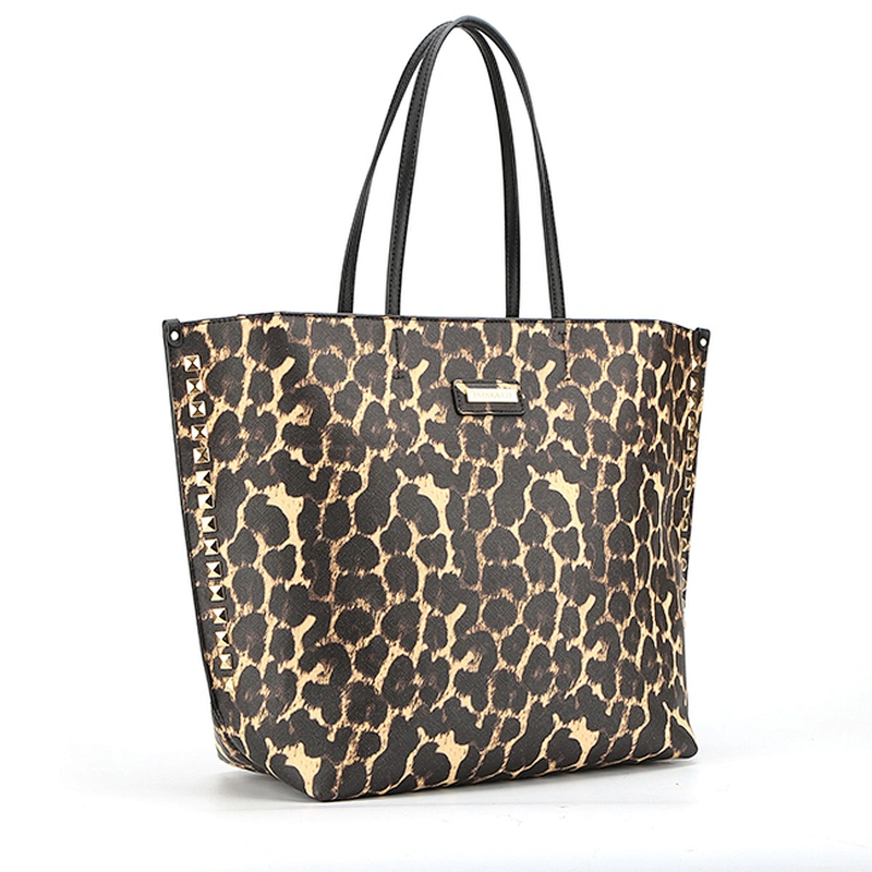 4426-Hot sale lady fashion leopard printing double side PU shopper bags